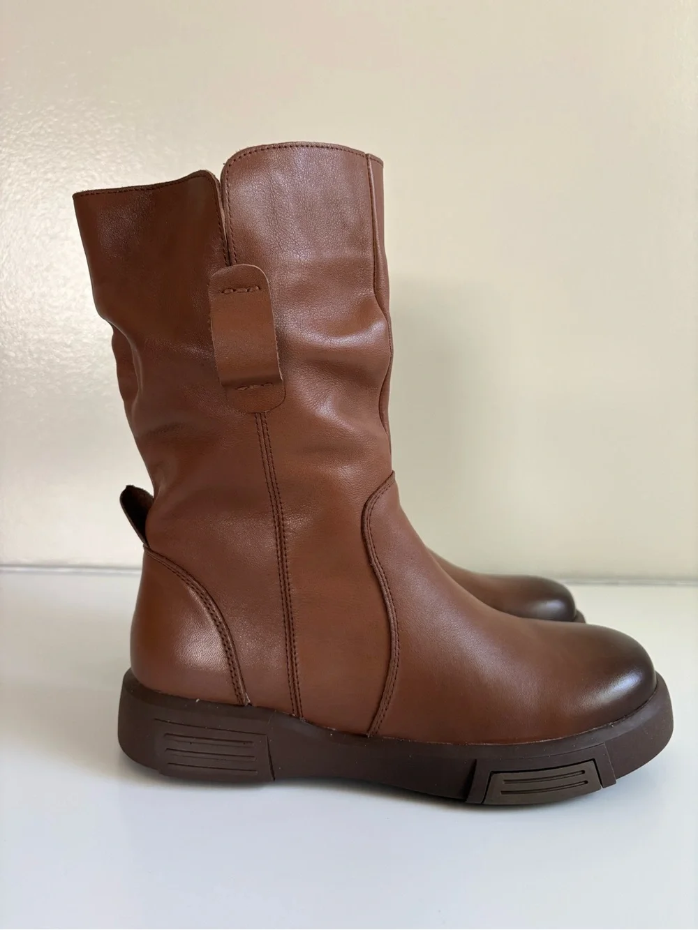 Obiono Women’s Brown Winter/Autumn Waterproof Long Leather Boots Size 7.5